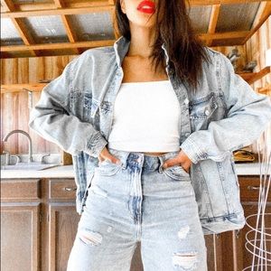NWOT H&M DIVIDED Oversized Light Wash Jean Jacket